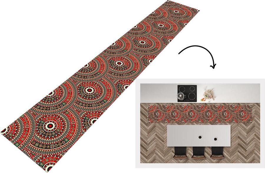 KitchenYeah Keukenloper Loper keuken Patronen Mandala Australië 300x50 cm Keukenloper vinyl