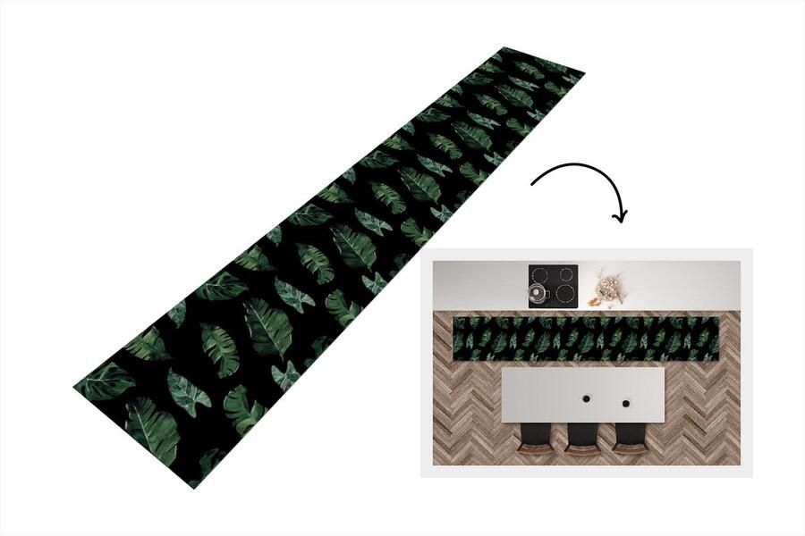 KitchenYeah Keukenloper Keukenmat Patronen Planten Bladeren 360x60 cm Keuken vloerkleed