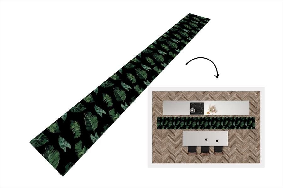 KitchenYeah Keukenloper Keukenmat Patronen Planten Bladeren 480x60 cm Keuken vloerkleed