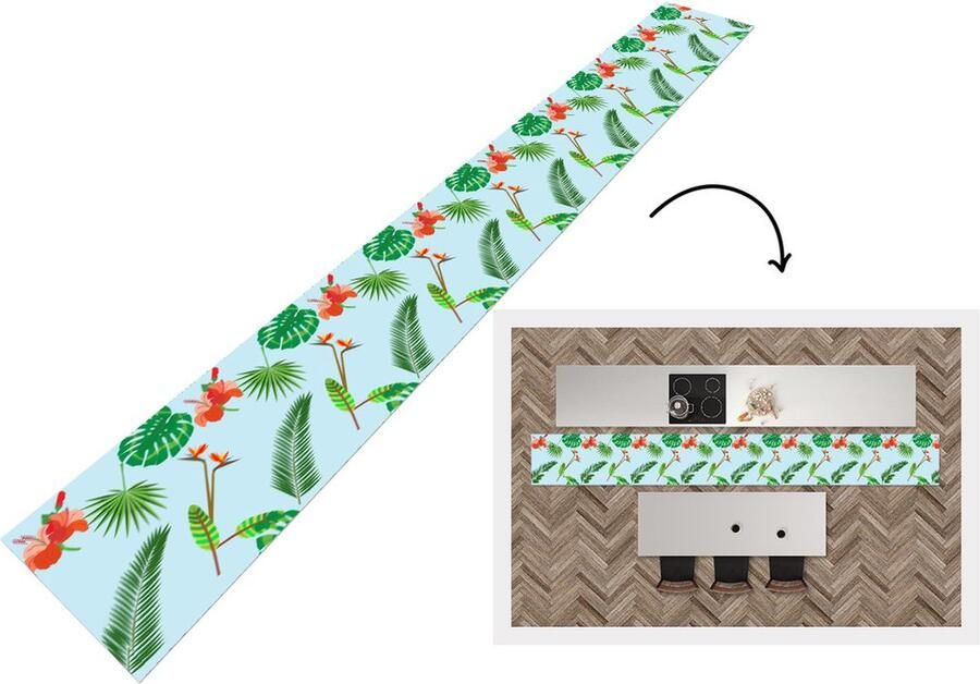 KitchenYeah Keukenloper Keukenmat Patronen Planten Jungle Bloemen 480x60 cm Keuken vloerkleed