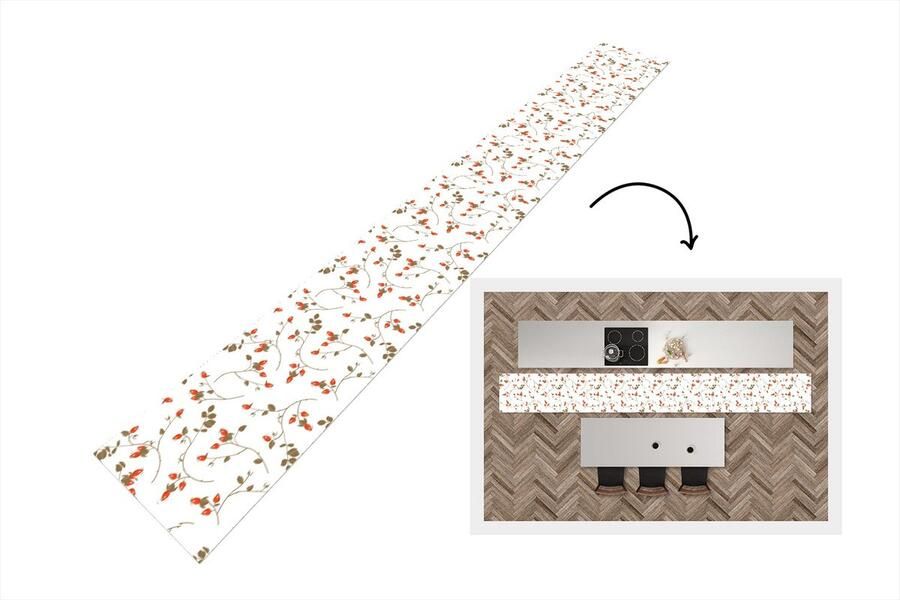 KitchenYeah Keukenloper Keukenmat Patronen Planten Romantisch Botanisch 400x50 cm Keuken vloerkleed