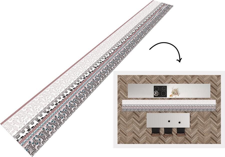 KitchenYeah Keukenloper Keukenmat Patronen Safari Olifant Afrika 400x50 cm Keuken vloerkleed