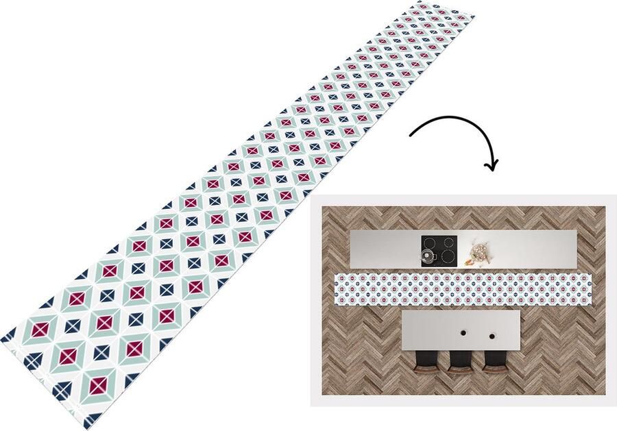 KitchenYeah Keukenloper Keukenmat Patronen Tegel Abstract 480x60 cm Keuken vloerkleed