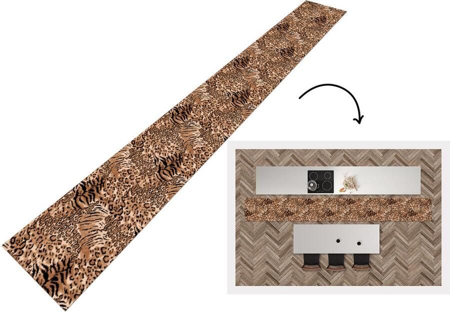 KitchenYeah Keukenloper Keukenmat Patronen Tijger Luipaardprint 400x50 cm Keuken vloerkleed