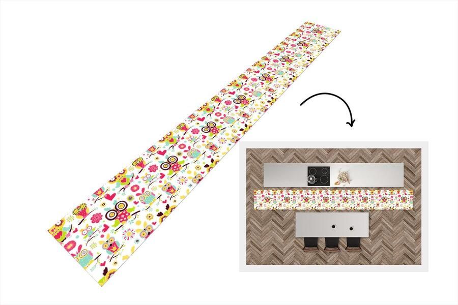 KitchenYeah Keukenloper Keukenmat Patronen Uil Dieren 400x50 cm Keuken vloerkleed