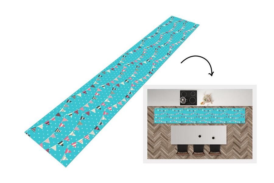 KitchenYeah Keukenloper Keukenmat Patronen Verjaardag Vlaggen 360x60 cm Keuken vloerkleed