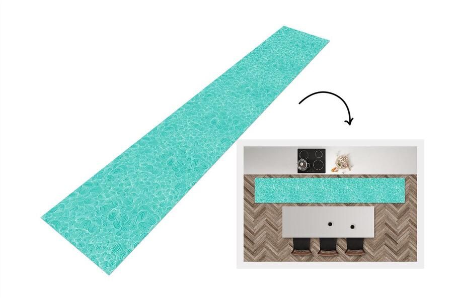 KitchenYeah Keukenloper Loper keuken Patronen Water Zee 300x50 cm Keukenloper vinyl