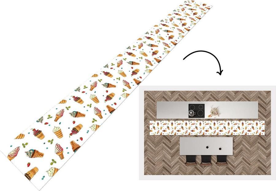 KitchenYeah Keukenloper Keukenmat Patronen Zomer IJs 480x60 cm Keuken vloerkleed