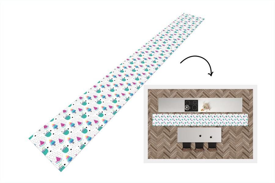 KitchenYeah Keukenloper Keukenmat Patroon IJs Watermeloen 480x60 cm Keuken vloerkleed