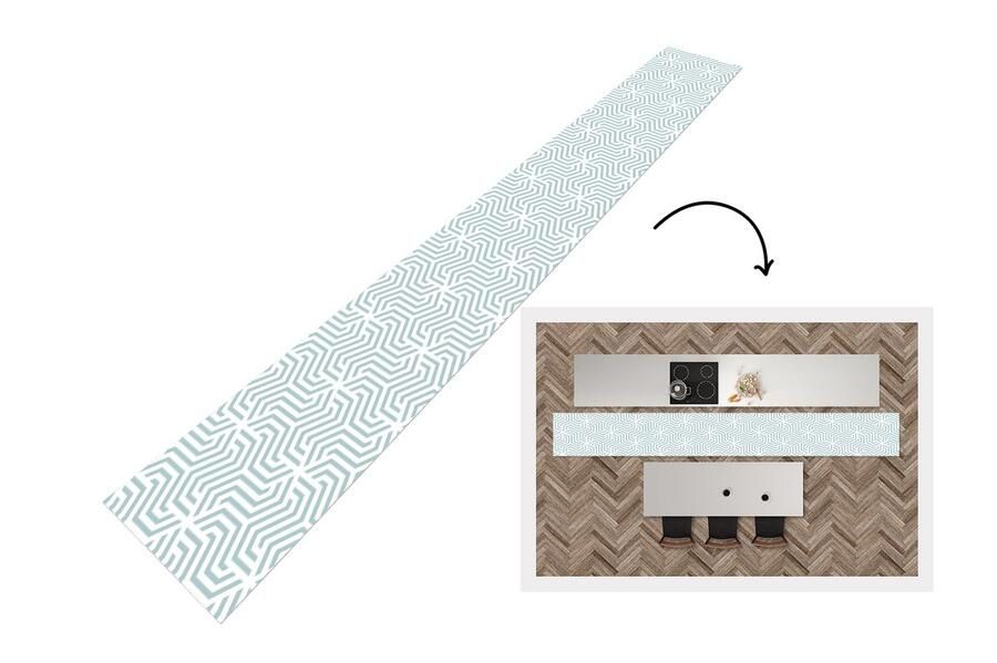 KitchenYeah Keukenloper Keukenmat Patroon Lijn Design Groen 400x50 cm Keuken vloerkleed