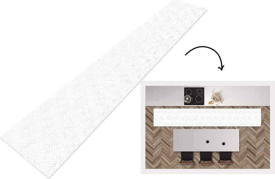 KitchenYeah Keukenloper Keukenmat Patroon Lijn Design Kleur 360x60 cm Keuken vloerkleed