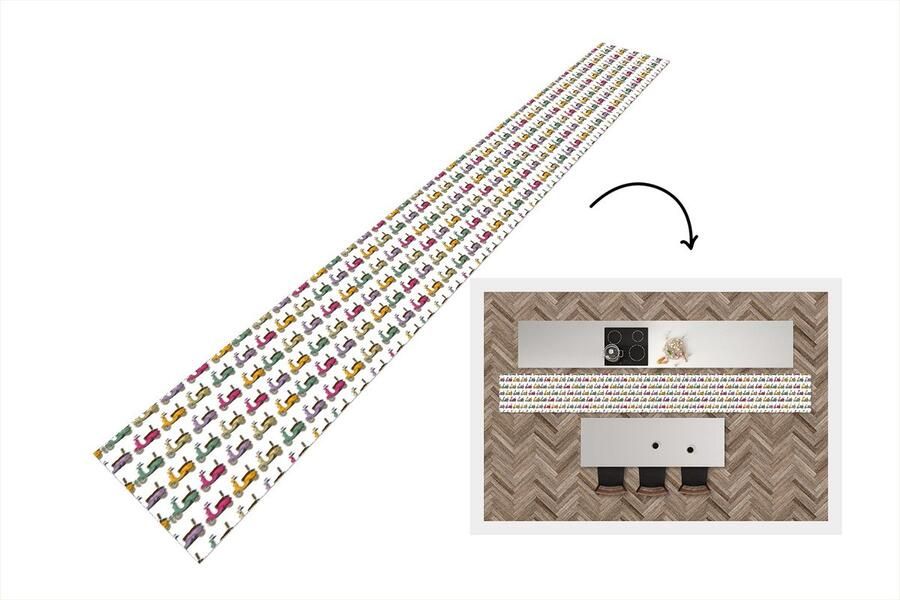 KitchenYeah Keukenloper Keukenmat Patroon Tiener Scooter Reizen 480x60 cm Keuken vloerkleed