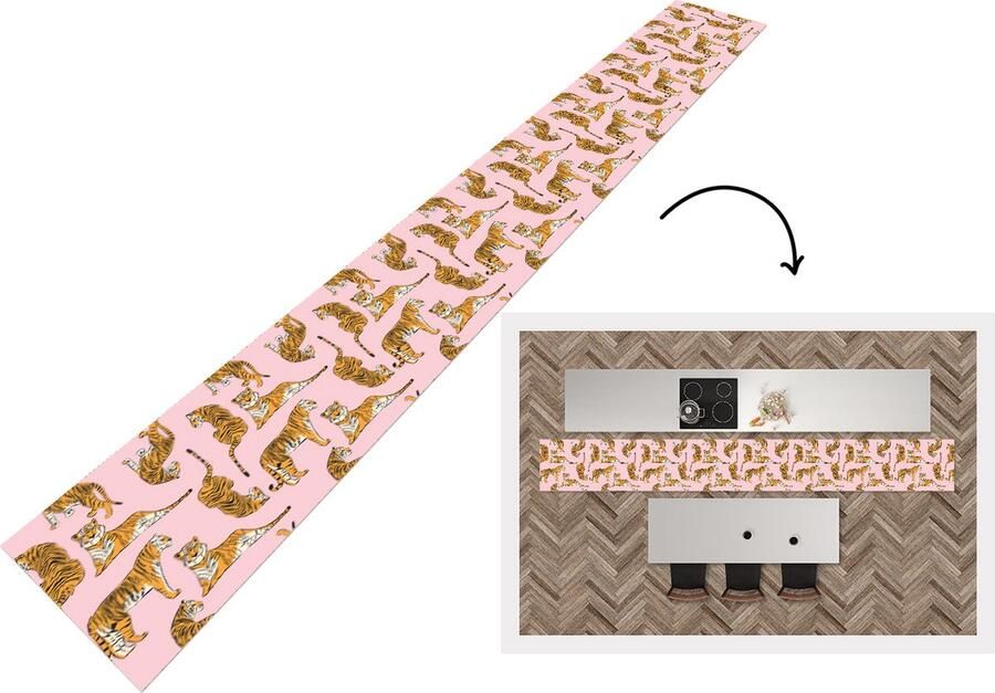 KitchenYeah Keukenloper Keukenmat Patroon Tiger Dieren 480x60 cm Keuken vloerkleed