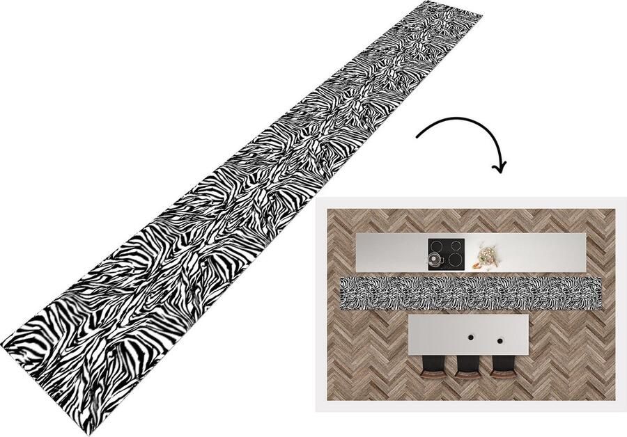 KitchenYeah Keukenloper Keukenmat Patroon Zebra Vacht 480x60 cm Keuken vloerkleed