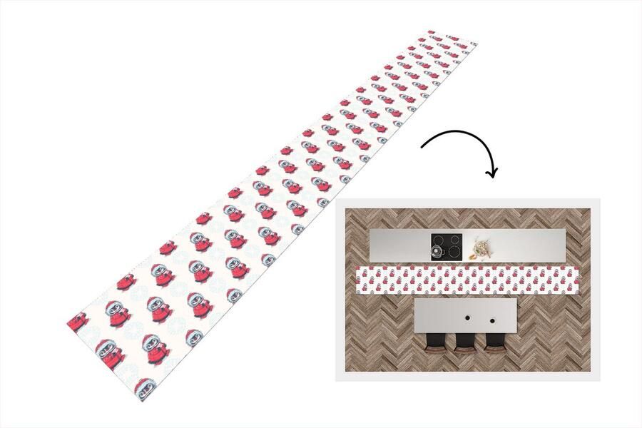 KitchenYeah Keukenloper Keukenmat Pinguïn Sneeuw Brief Kerst Patronen 480x60 cm Keuken vloerkleed