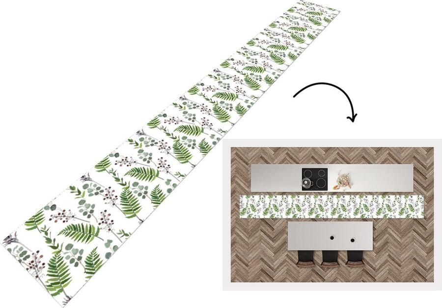 KitchenYeah Keukenloper Keukenmat Planten Patronen Bladeren Kruiden 480x60 cm Keuken vloerkleed