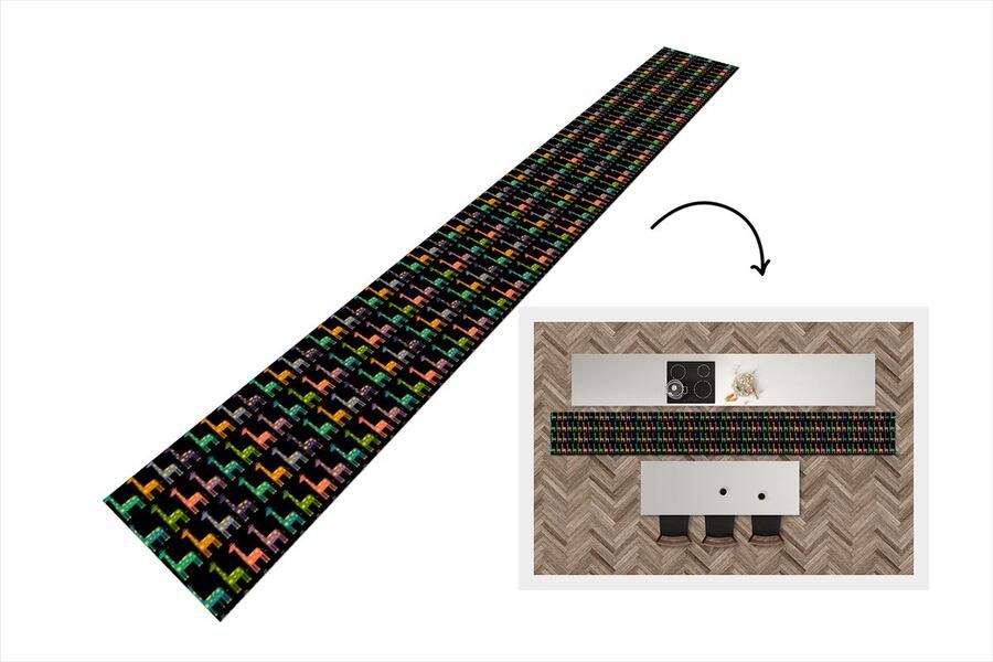 KitchenYeah Keukenloper Keukenmat Regenboog Giraffe Meisje Patronen Kinderen 480x60 cm Keuken vloerkleed