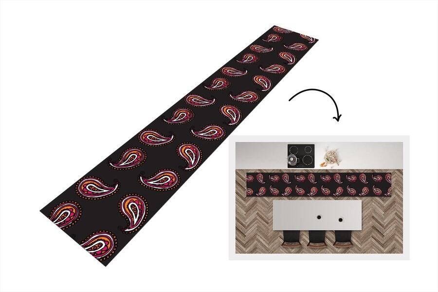 KitchenYeah Keukenloper Keukenmat Retro Bandana Patroon 360x60 cm Keuken vloerkleed