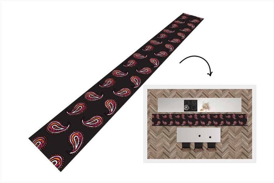 KitchenYeah Keukenloper Keukenmat Retro Bandana Patroon 480x60 cm Keuken vloerkleed