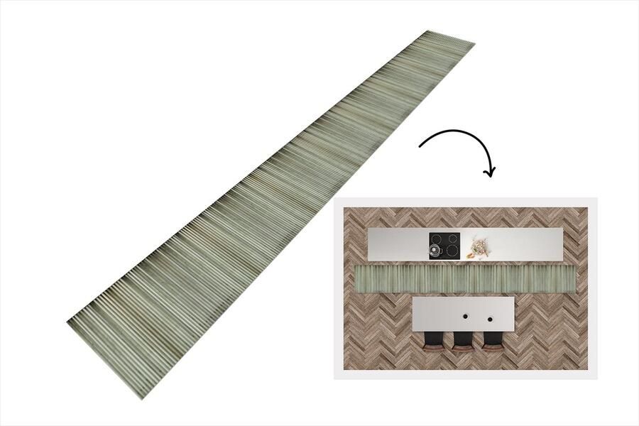 KitchenYeah Keukenloper Keukenmat Retro Industrieel Golfplaat Patronen 480x60 cm Keuken vloerkleed