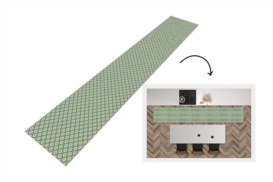 KitchenYeah Keukenloper Keukenmat Sneeuwvlok Winter Vintage Patroon Kerst 360x60 cm Keuken vloerkleed