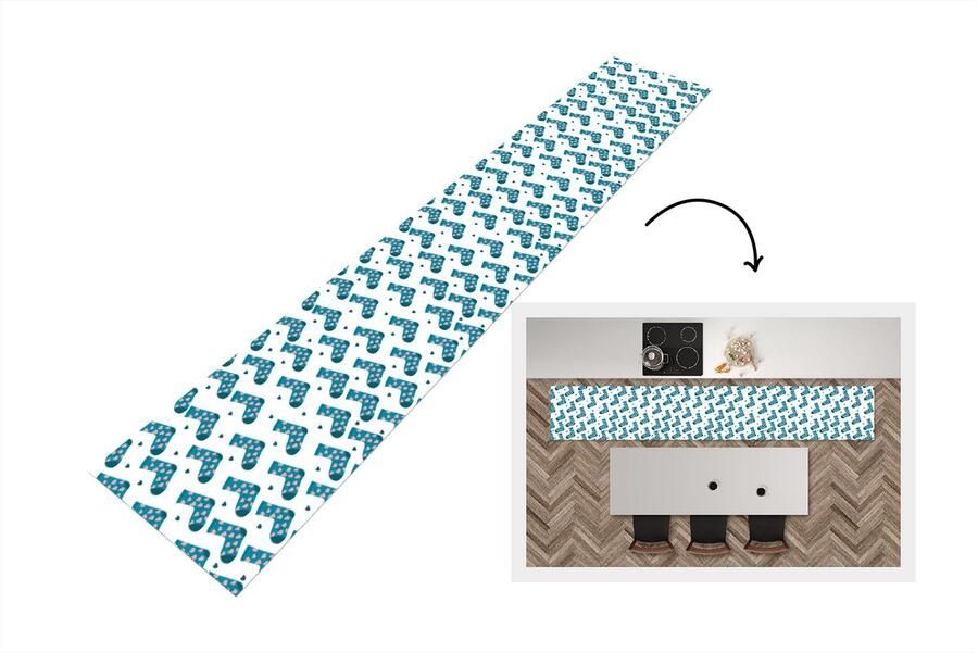 KitchenYeah Keukenloper Keukenmat Sokken Patronen Hartjes 360x60 cm Keuken vloerkleed