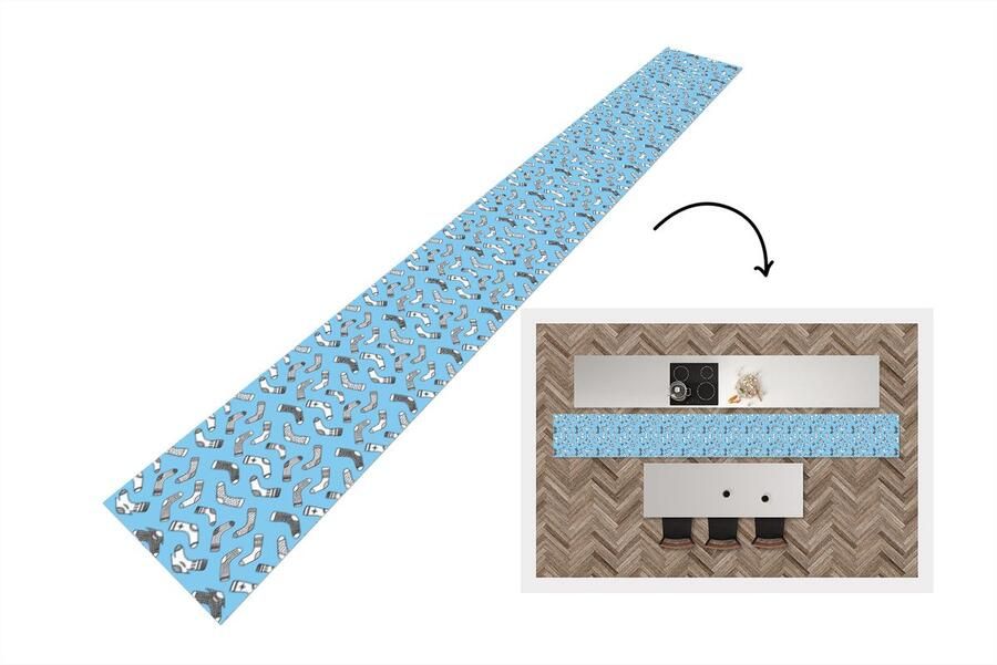 KitchenYeah Keukenloper Keukenmat Sokken Patronen Vintage 480x60 cm Keuken vloerkleed