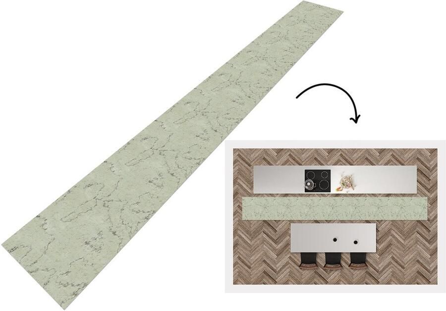 KitchenYeah Keukenloper 400x50 cm Keukenmat vinyl Steen Industrieel Patronen Keukenmatten loper Keuken vloerkleed tapijt - Foto 2