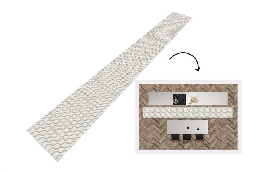 KitchenYeah Keukenloper 400x50 cm Keukenmat vinyl Stenen Abstract Patronen Industrieel Keukenmatten loper Keuken vloerkleed tapijt