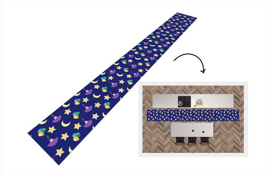 KitchenYeah Keukenloper Keukenmat Sterren Patronen Paraplu Geboorte 480x60 cm Keuken vloerkleed