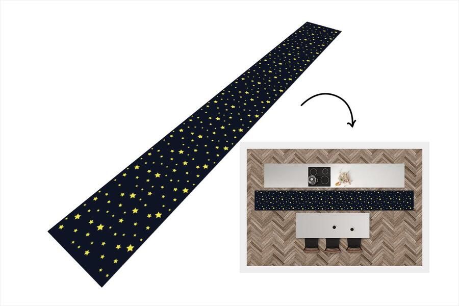 KitchenYeah Keukenloper Keukenmat Sterrenhemel Nacht Patronen 400x50 cm Keuken vloerkleed