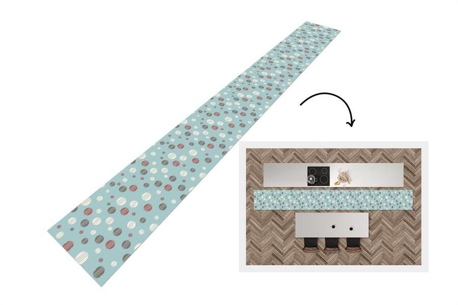 KitchenYeah Keukenloper Keukenmat Stippen Patronen Pastel 400x50 cm Keuken vloerkleed