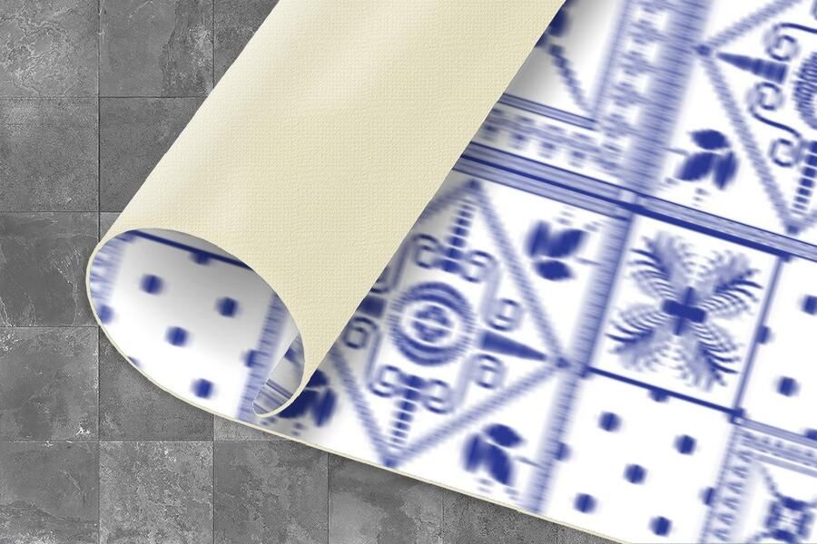 KitchenYeah Keukenloper Keukenmat Tegels Patronen Delfts Blauw 480x60 cm Keuken vloerkleed