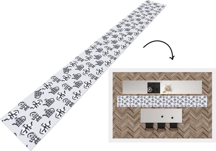 KitchenYeah Keukenloper Keukenmat Theepot Patronen Thee 400x50 cm Keuken vloerkleed