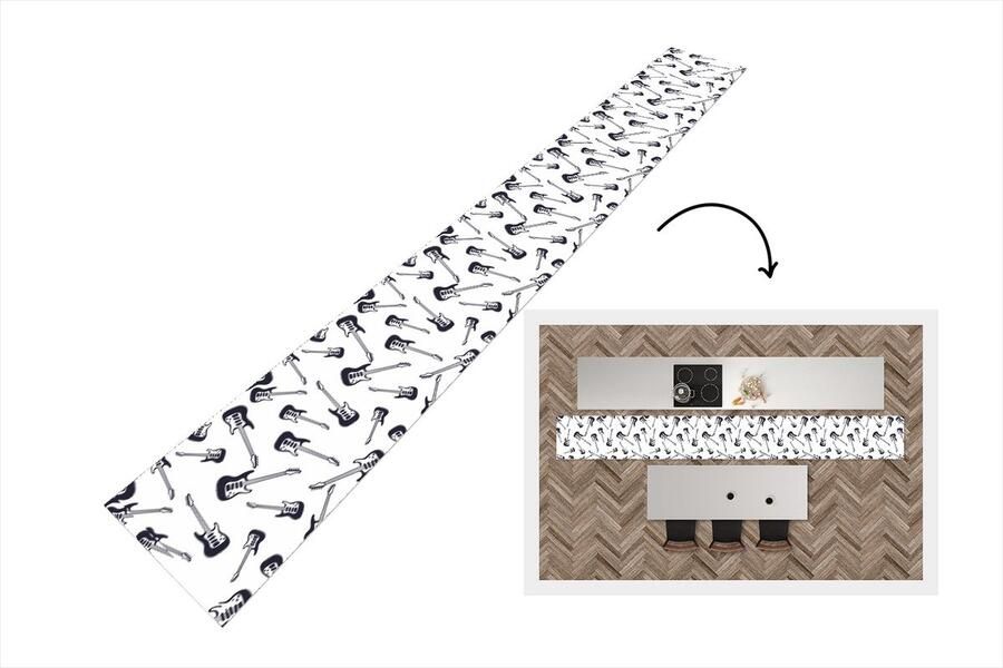 KitchenYeah Keukenloper Keukenmat Tiener Gitaar Muziek Patronen 400x50 cm Keuken vloerkleed