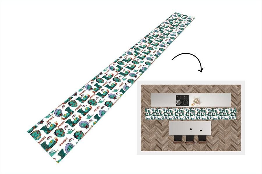 KitchenYeah Keukenloper Keukenmat Tiener Zombie Schoenen Patronen 480x60 cm Keuken vloerkleed