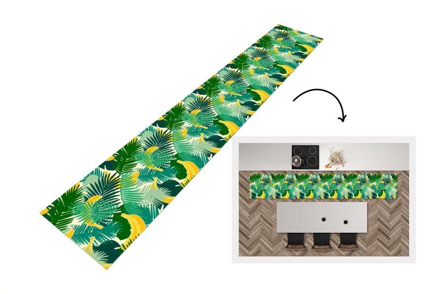 KitchenYeah Keukenloper Keukenmat Tropisch Bladeren Jungle Patronen 360x60 cm Keuken vloerkleed