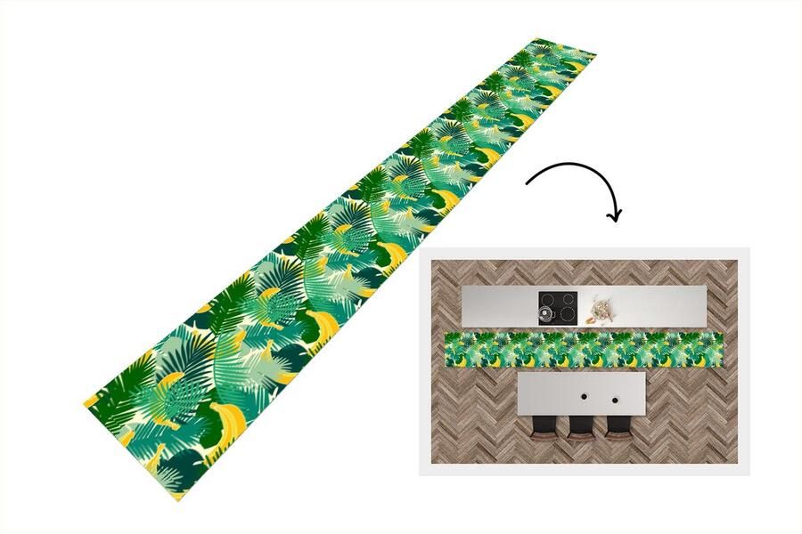 KitchenYeah Keukenloper Keukenmat Tropisch Bladeren Jungle Patronen 480x60 cm Keuken vloerkleed