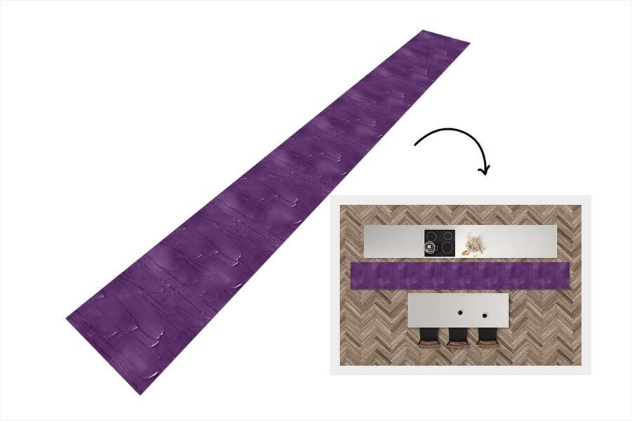 KitchenYeah Keukenloper Keukenmat Verf Paars Patronen 480x60 cm Keuken vloerkleed