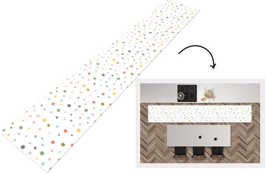 KitchenYeah Keukenloper Keukenmat Verf Patroon Stippen 360x60 cm Keuken vloerkleed