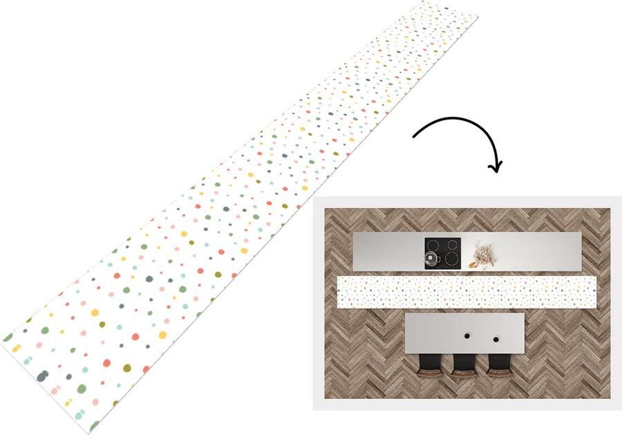 KitchenYeah Keukenloper Keukenmat Verf Patroon Stippen 400x50 cm Keuken vloerkleed