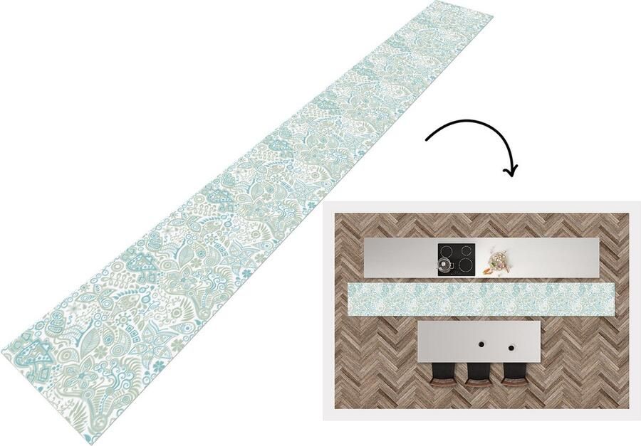 KitchenYeah Keukenloper Keukenmat Vlinders Patronen Abstract 400x50 cm Keuken vloerkleed - Foto 2