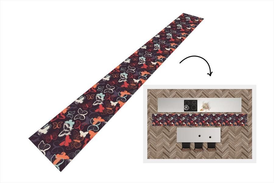 KitchenYeah Keukenloper Keukenmat Vlinders Patronen Abstract 400x50 cm Keuken vloerkleed