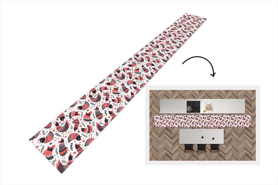 KitchenYeah Keukenloper Keukenmat Vogel Kip Patroon 400x50 cm Keuken vloerkleed