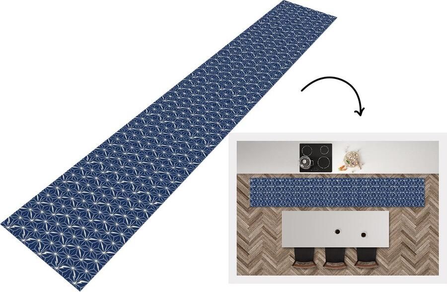 KitchenYeah Keukenloper 360x60 cm Keukenmat vinyl Vormen Patronen Japans Keukenmatten loper Keuken vloerkleed tapijt
