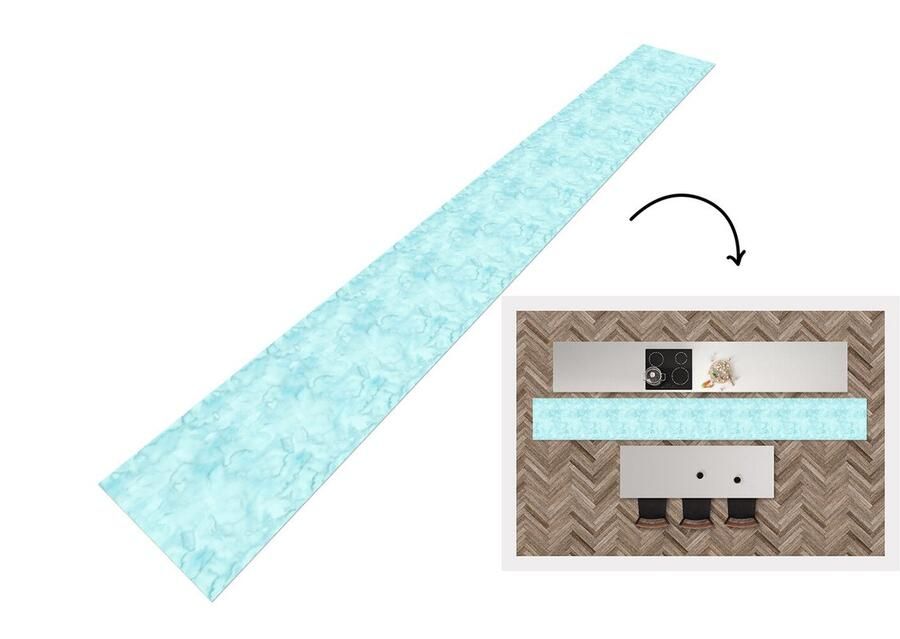 KitchenYeah Keukenloper Keukenmat Waterverf Patronen Marmer 480x60 cm Keuken vloerkleed