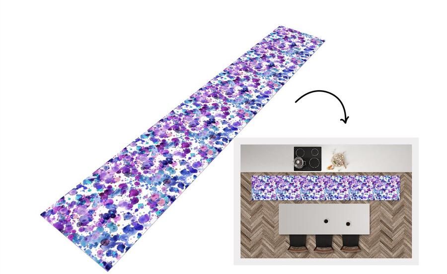 KitchenYeah Keukenloper Keukenmat Waterverf Patronen Paars 360x60 cm Keuken vloerkleed