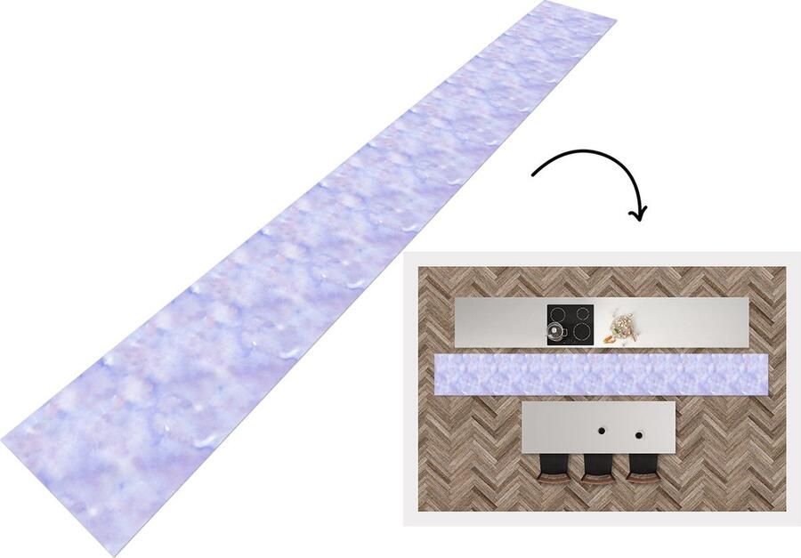 KitchenYeah Keukenloper Keukenmat Waterverf Patroon Paars 480x60 cm Keuken vloerkleed