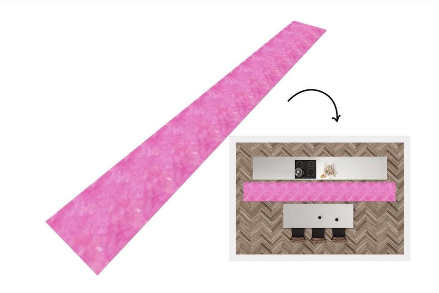 KitchenYeah Keukenloper Keukenmat Waterverf Roze Patronen 480x60 cm Keuken vloerkleed