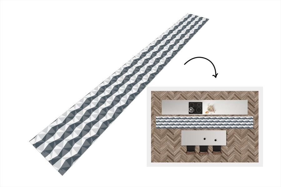 KitchenYeah Keukenloper Keukenmat Zebra Geometrie Patronen 400x50 cm Keuken vloerkleed